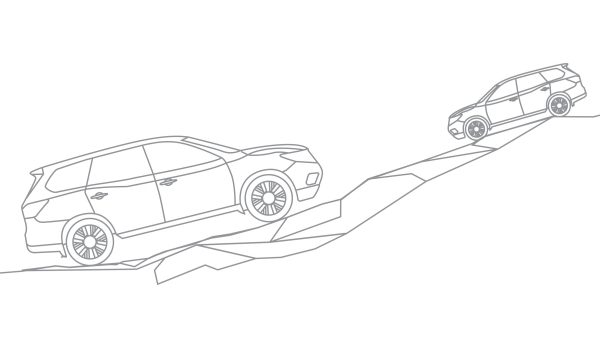 Nissan Pathfinder illustration of vehicle going up and down a hill